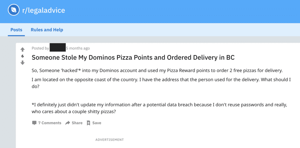Figure 6: Victim of a pizza plug seeks recourse after finding out that their account has been used fraudulently.