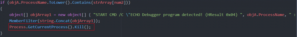 Source code showing how an account checker tool responds to debugging attempts by implementing a remote kill switch. Criminals have used this account checker tool to access Nintendo customer accounts whose login information has been exposed in a previous data breach.