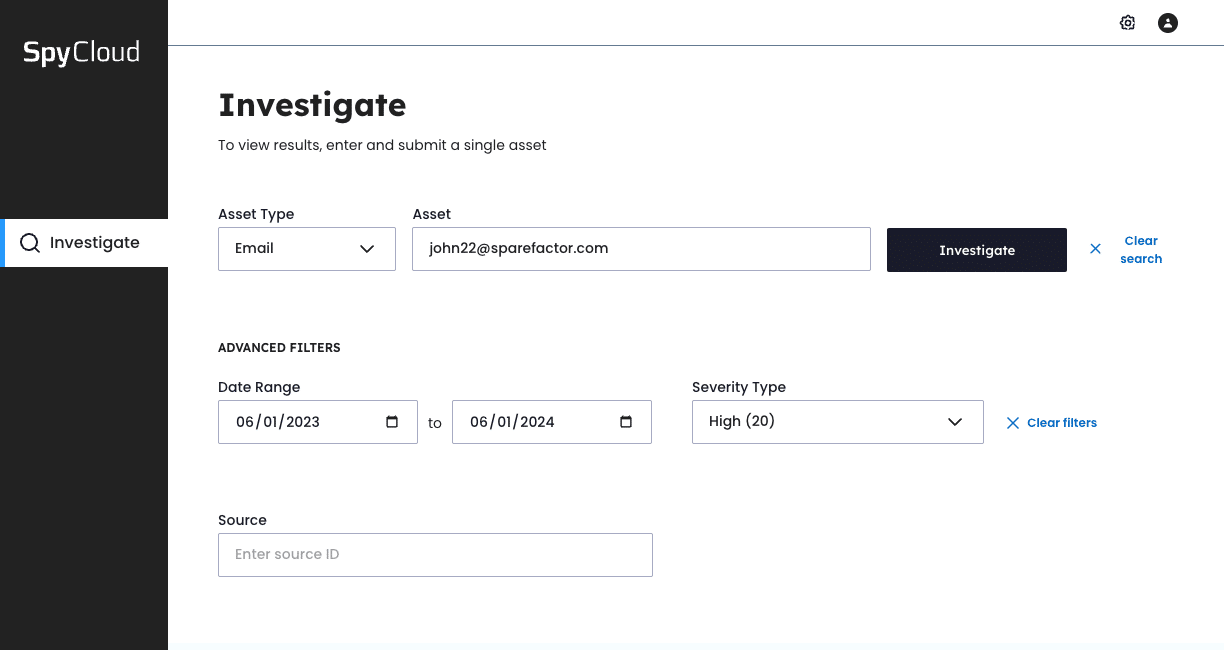 SpyCloud Investigations product screenshot