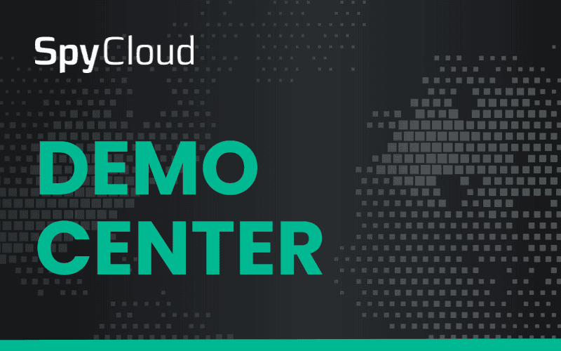 SpyCloud Demo Center showcasing cybersecurity and threat intelligence solutions.