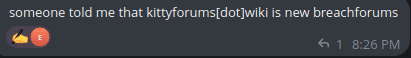 Message claiming that Kitty Forums is the new BreachForums