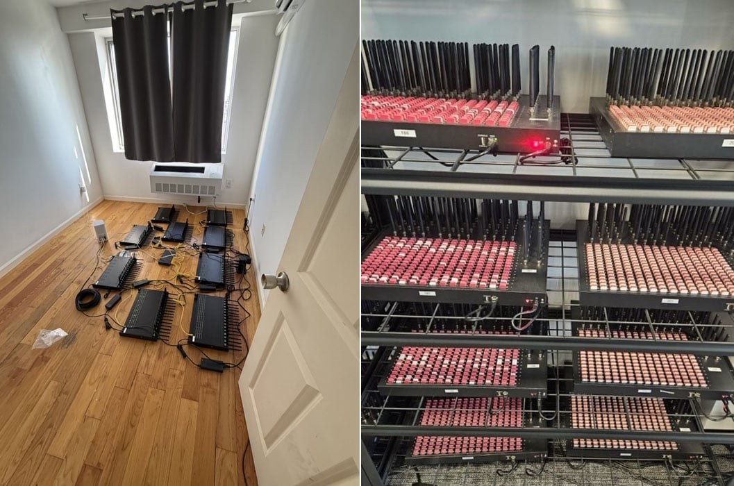 SIM server devices discovered in otherwise empty apartments and office spaces.