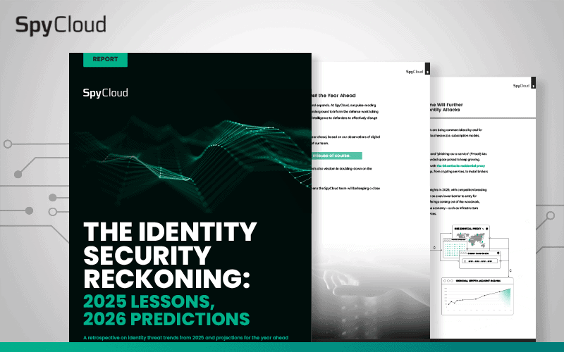 SpyCloud identity security report highlighting cybersecurity and threat intelligence strategies.