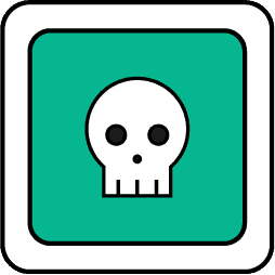 Cryptocurrency skull icon representing cybersecurity threats and digital risks on the SpyCloud platform.