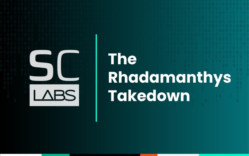 Cybersecurity threat analysis by SpyCloud at The Rhamantys Takedown event.