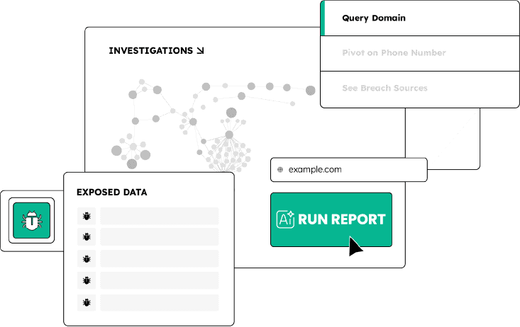 Cybersecurity threat analysis and exposed data monitoring tools for protecting online accounts.