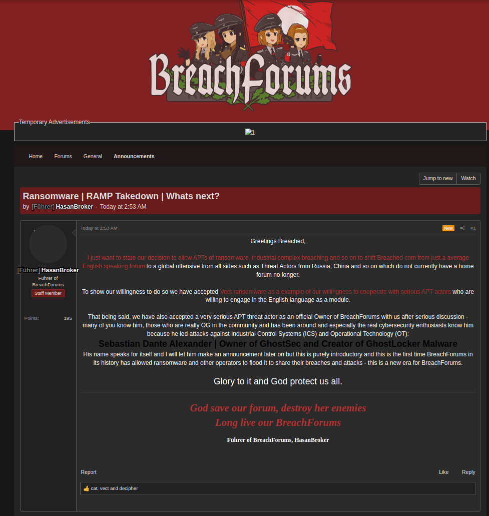 Breach Forums Ransomware Takedown.