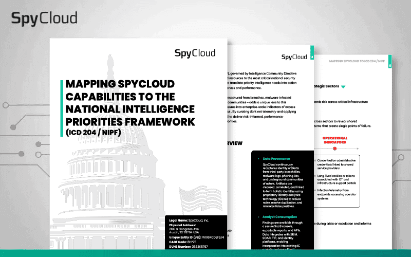 SpyCloud report on mapping cybercrime capabilities to national intelligence priorities.
