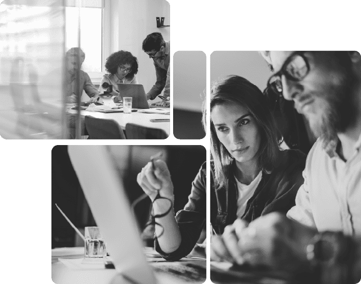 Cybersecurity team analyzing data and sharing insights for threat prevention.