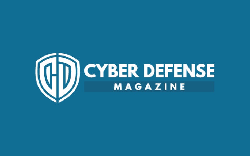 Cyber Defense Magazine logo with shield and initials on blue background.