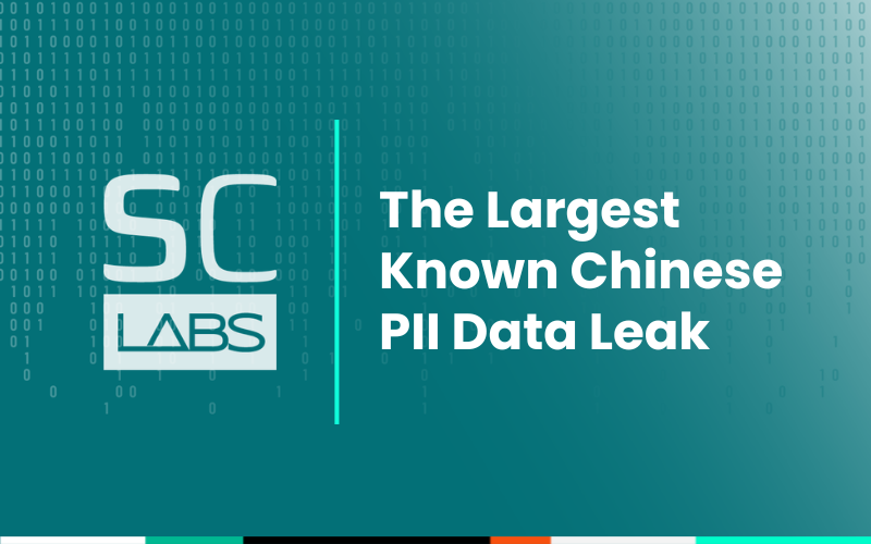 SpyCloud logo with text "The Largest Known Chinese PII Data Leak".