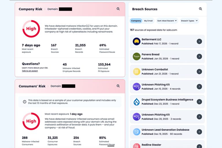 Comprehensive database of breached identities and data leaks.