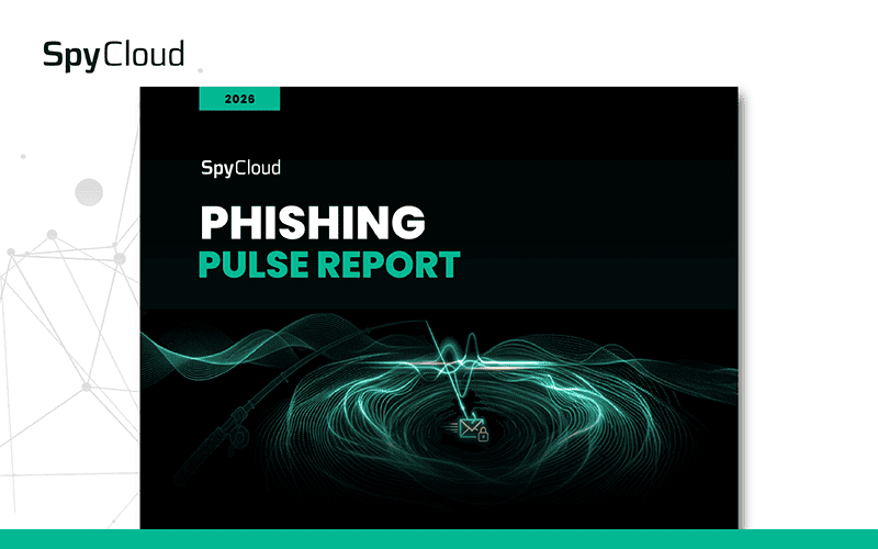 SpyCloud Phishing Pulse Report cover with digital wave and email icon.