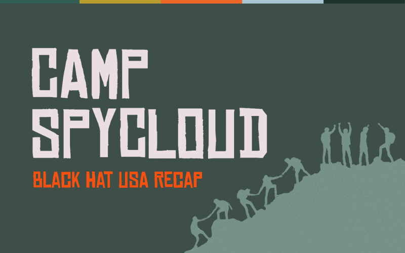 Camp SpyCloud logo with silhouettes of people climbing a hill at Black Hat USA 2026.