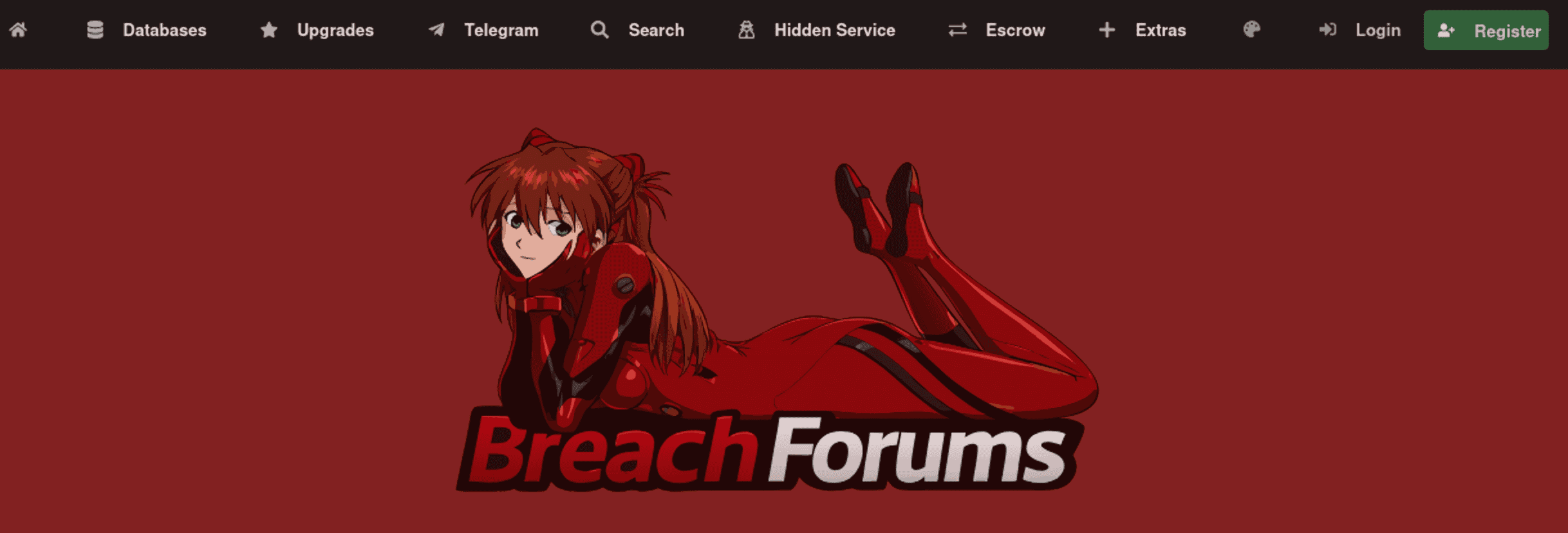 Anime-style character with red hair and a motorcycle, Breach Forums logo in the foreground.