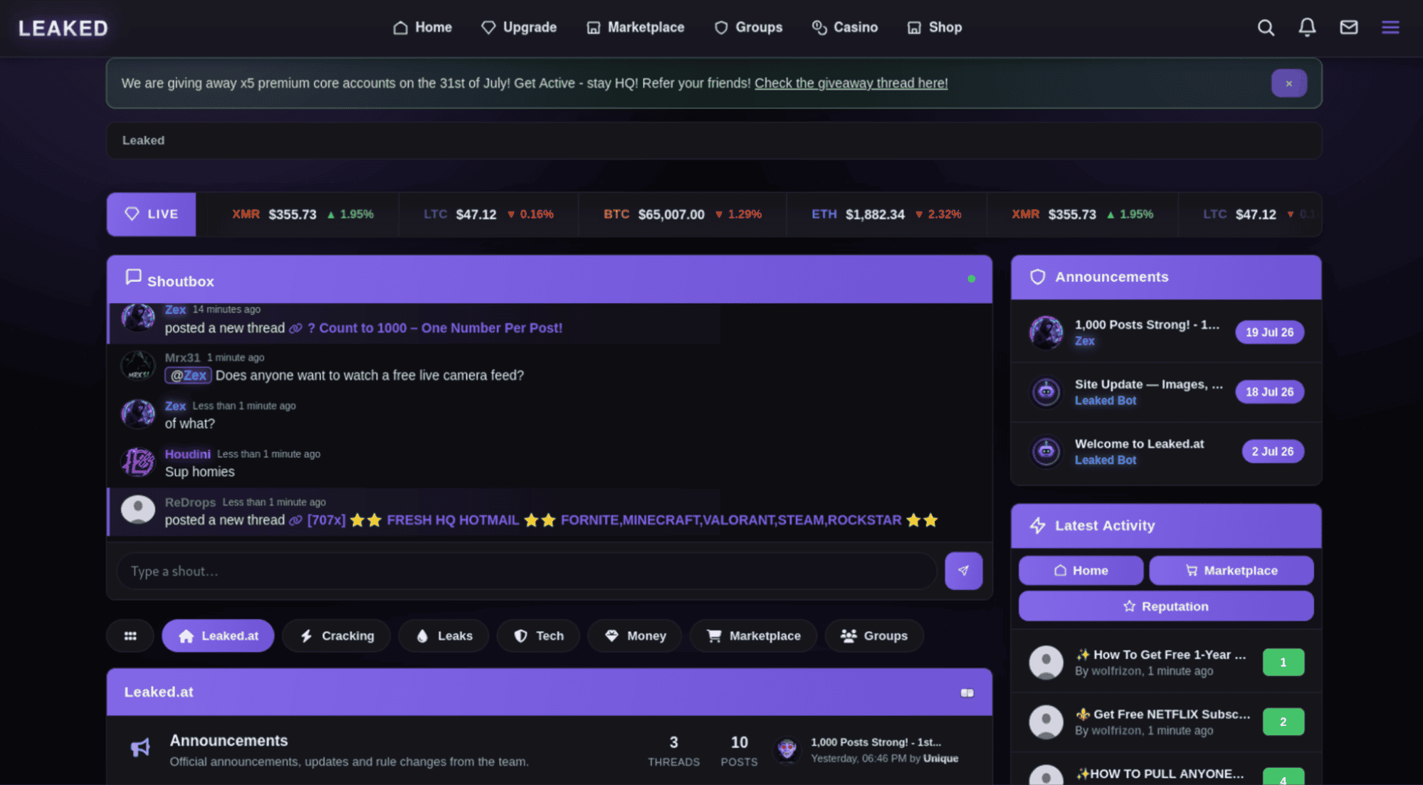 Screenshot of SpyCloud dashboard showing cybersecurity threats and user activity.