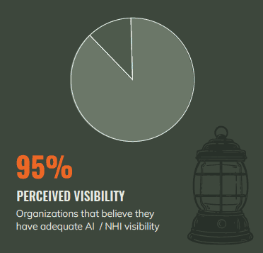 Pie chart showing 95% perceived visibility in cybersecurity organizations.