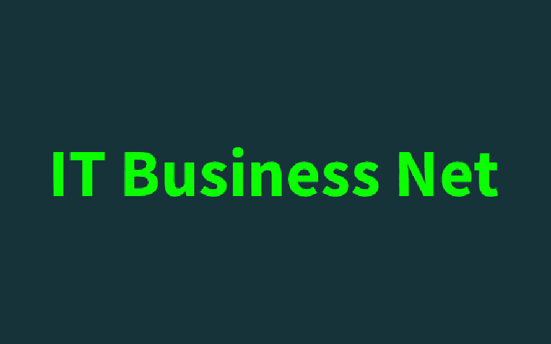 Illustration of IT business network with interconnected nodes and digital connections.