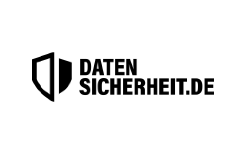 Daten Sicherheit logo with shield icon and bold text.