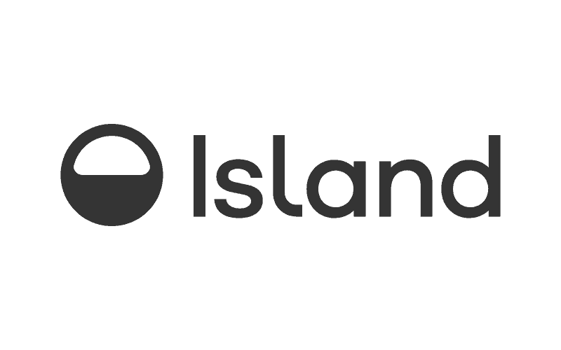 Minimalist black and white Island logo for cybersecurity branding.